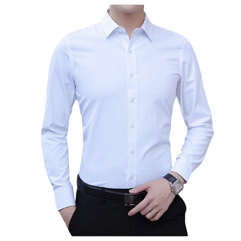 Camisa Social Masculina Microfibra Branco Modelagem slim 100%