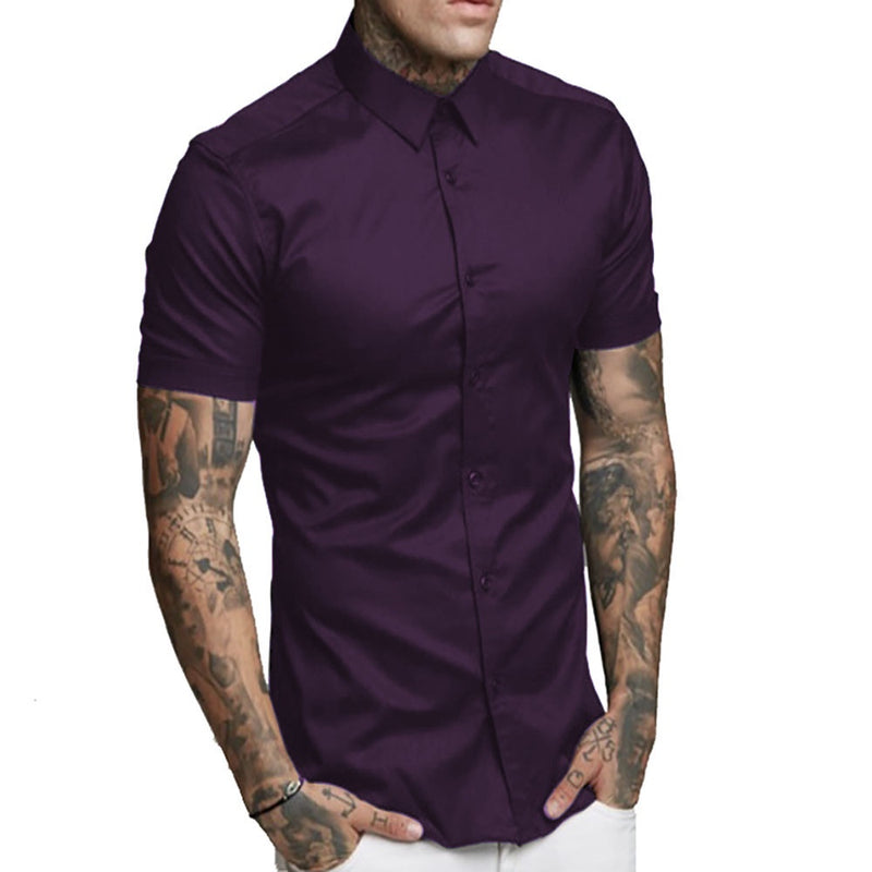 Camisa Social Slim Fit Premium Manga Curta Luxo Moda Estilo