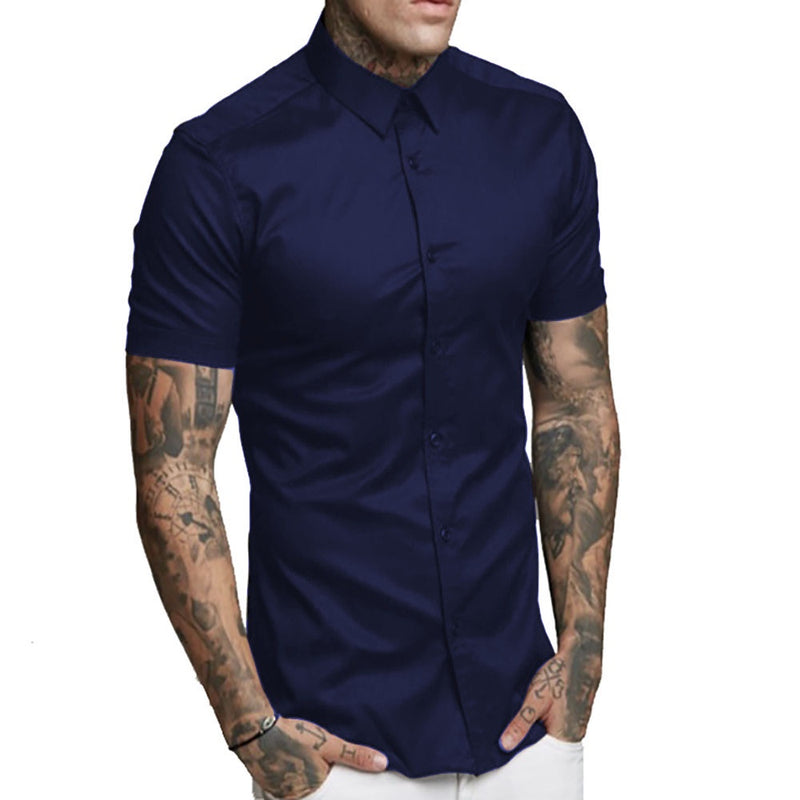 Camisa Social Slim Fit Premium Manga Curta Luxo Moda Estilo