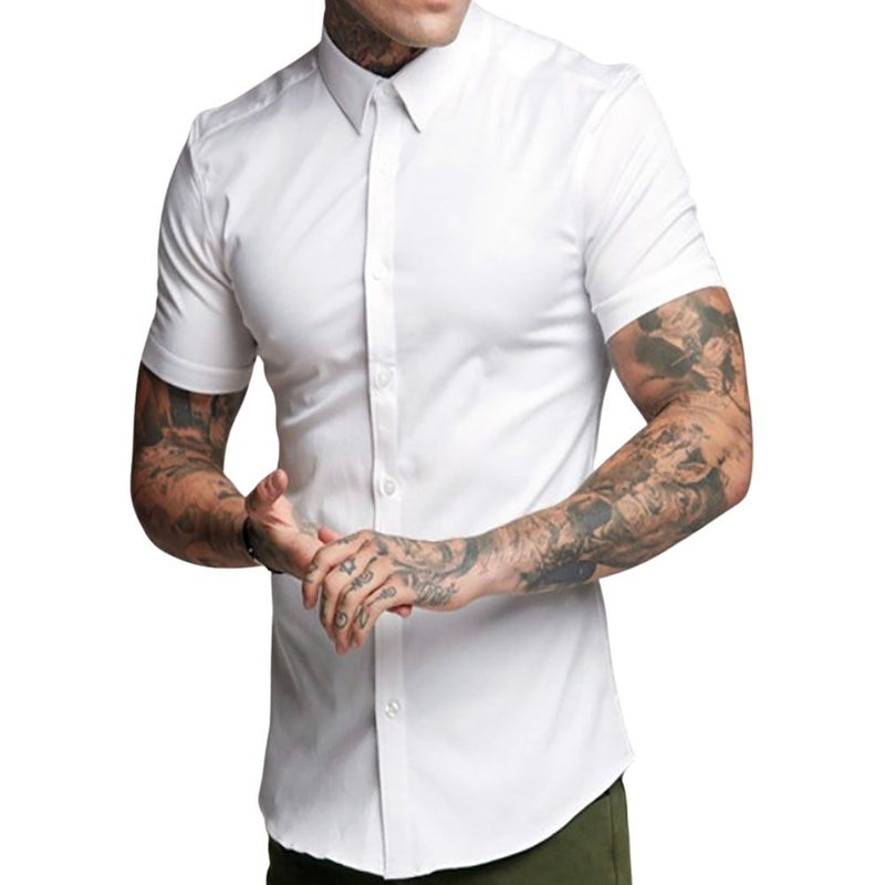 Camisa Social Slim Fit Premium Manga Curta Luxo Moda Estilo