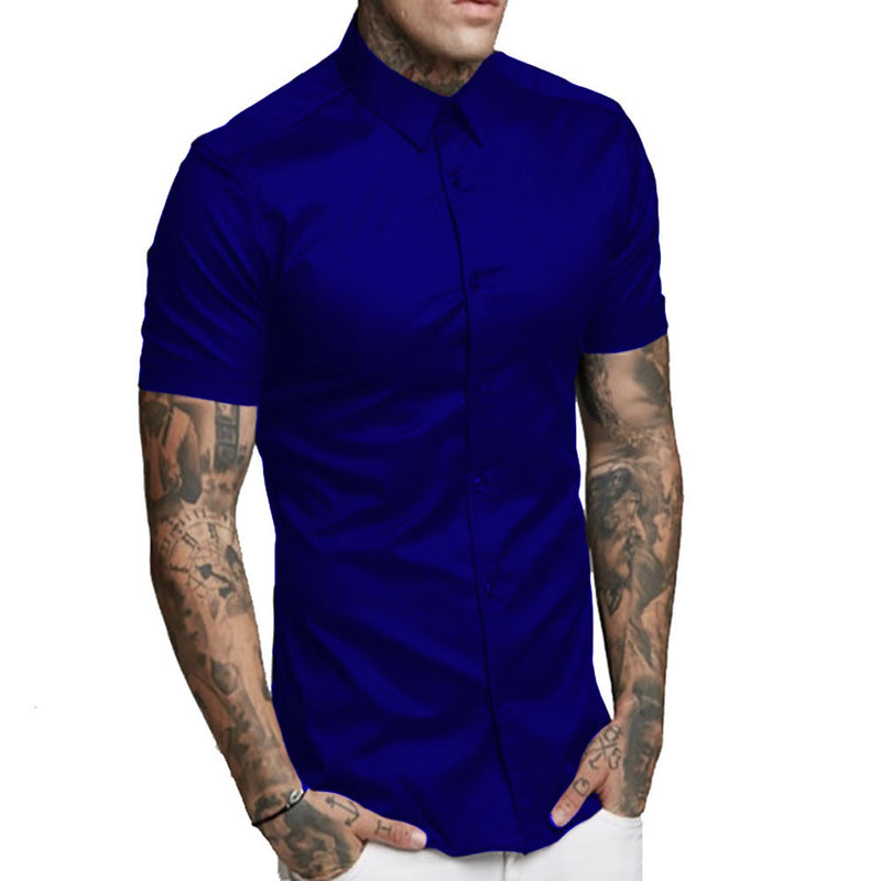 Camisa Social Slim Fit Premium Manga Curta Luxo Moda Estilo