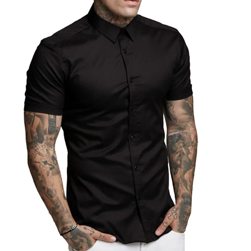 Camisa Social Slim Fit Premium Manga Curta Luxo Moda Estilo